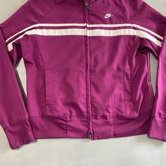 Nike Jacket Womens Size Medium Track purple white stretch full zip - Picture 2 of 9